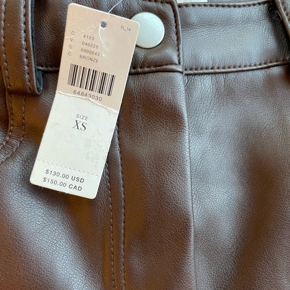 Avec Les Filles NWT for Anthropologie brown Faux Leather Sz XS jeans - Picture 4 of 10